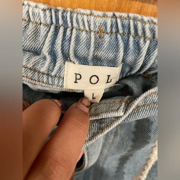 POL Distressed Denim Lace Pocket Cargo Jogger - Picture 6 of 8